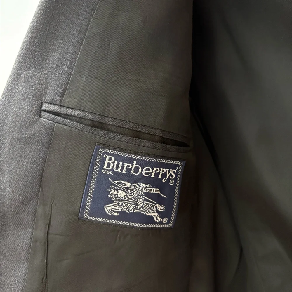 Burberry Herringbone Tweed Vintage Wool Blazer Navy/ Dark Gray Mens Medium